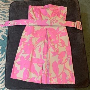 NY & co. size 6 strapless Pink Tan floral dress